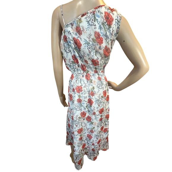 Vintage Abercrombie & Fitch One Shoulder Hi-Low Dress SZ XL Floral Cottagecore - Picture 2 of 16